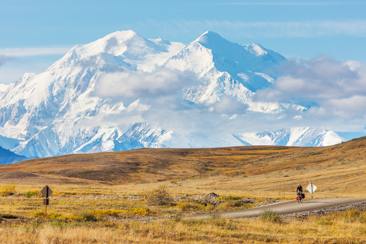 A cyclist rides through the flats near Denali © Patrick Endres / Design Pics / Getty