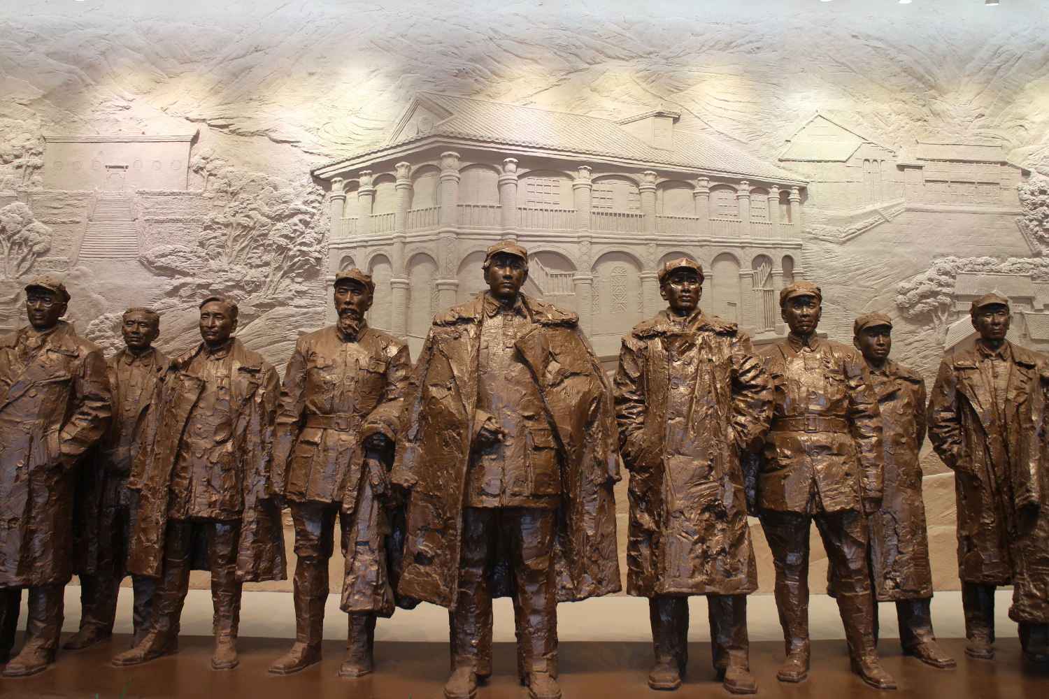 Mao Zedong and fellow revolutionaries depicted at the Zunyi Meeting Museum. Image by Thomas Bird / Lonely Planet