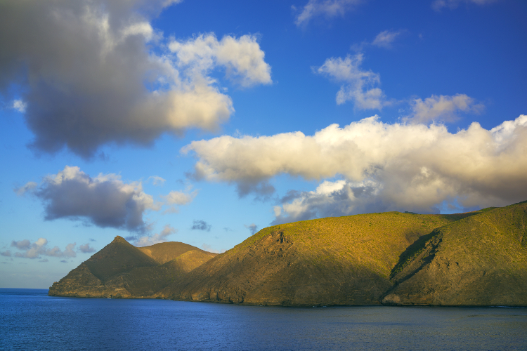 The island of St Helena: 1200 miles from Africa, 1800 miles from South America. Image by Darren Robb / Getty Images