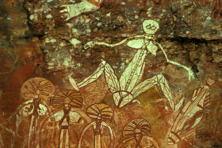 Aboriginal painting at Nourlangie Rock in Kakadu National Park. Image by Auscape / UIG / Getty Images