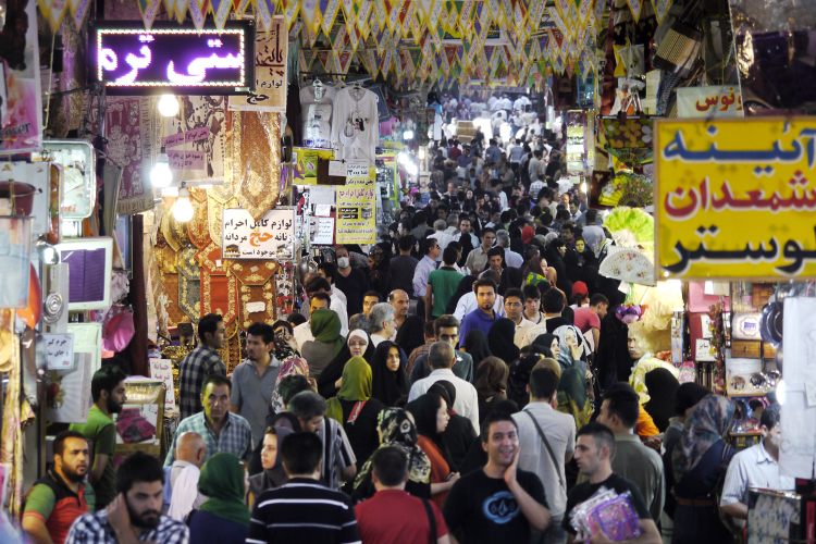 Crowds of shoppers at Tehran's Grand Bazaar