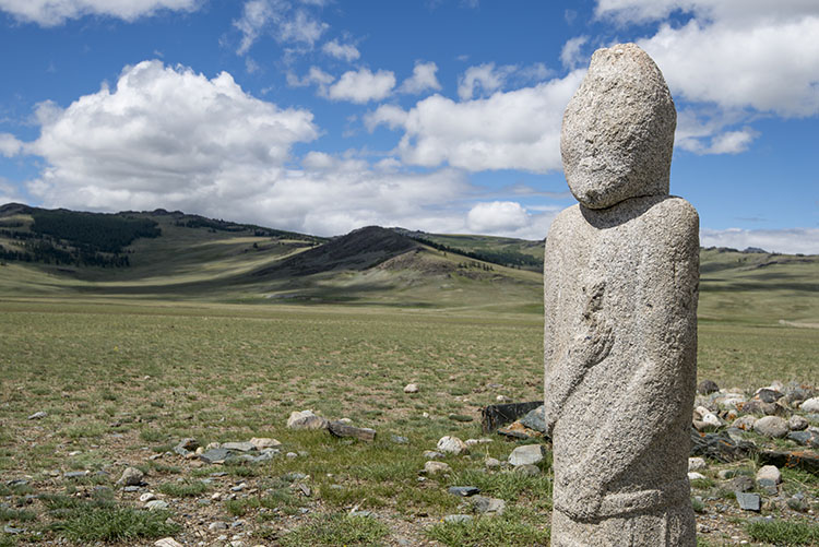 Stone memorial to a Turkic warrior. Image by David Baxendale / Lonely Planet