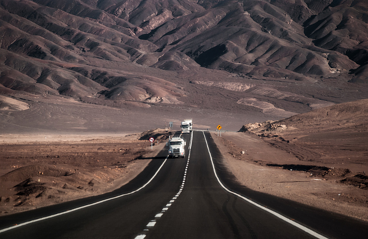 The Pan-American HIghway as it travels through the Atacama Desert. Image by Igor Alecsander / Moment / Getty Images