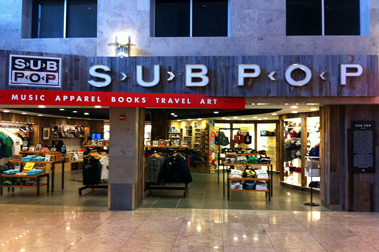 A mix of record store and Seattle-centric gift shop, the Sub Pop Airport Store opened in May 2014. Image by Brendan Sainsbury / Lonely Planet