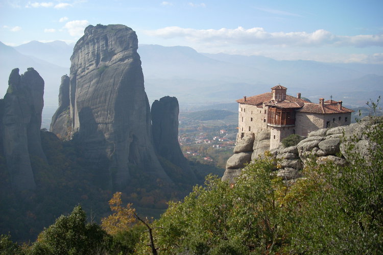 Monasteries perch on rocky pinnacles at central Greece’s Meteora. Image by Alexis Averbuck / Lonely Planet