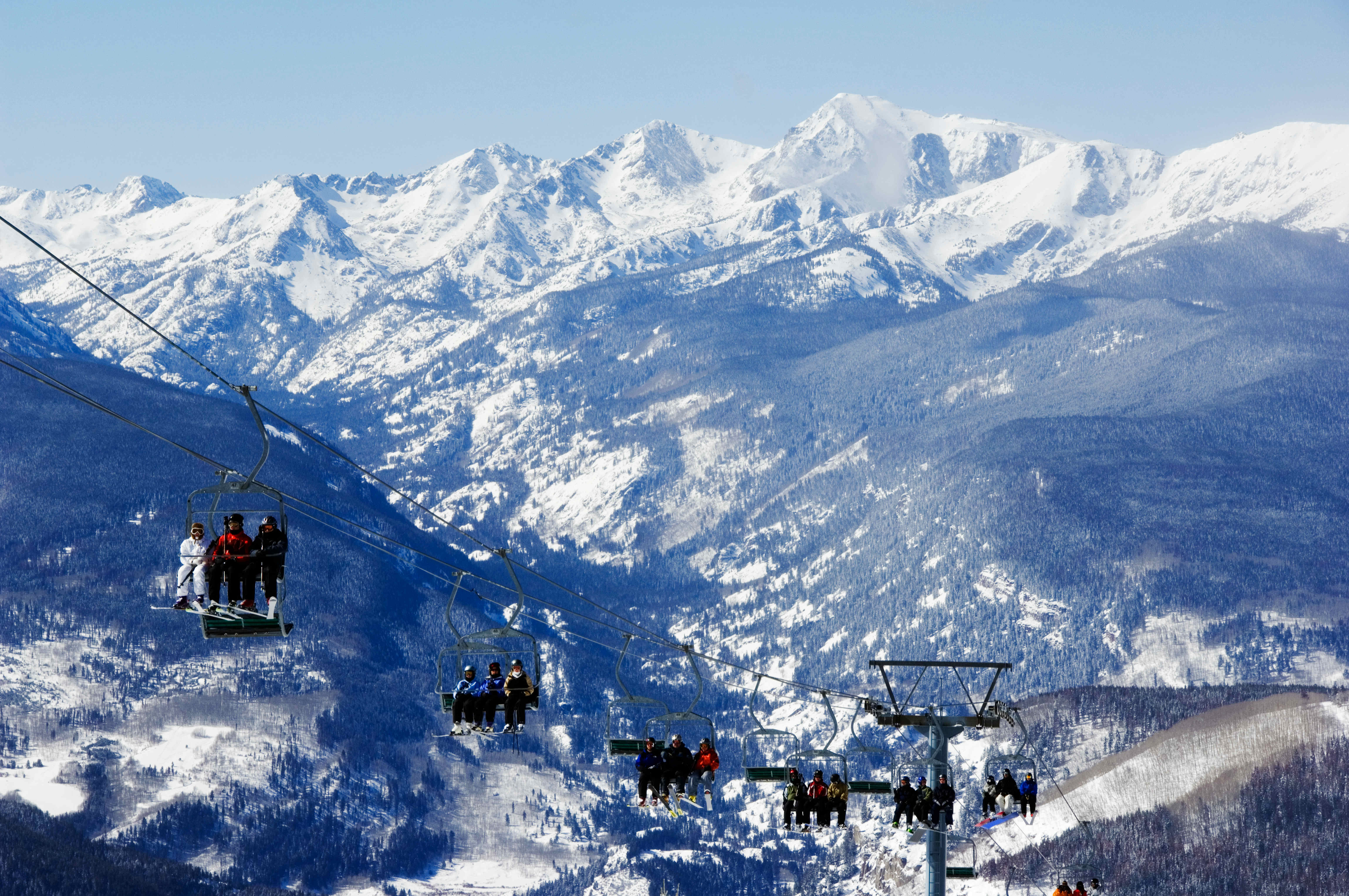 Riding through the sky at Vail, Colorado. Image by Christian Kober / AWL Images / Getty