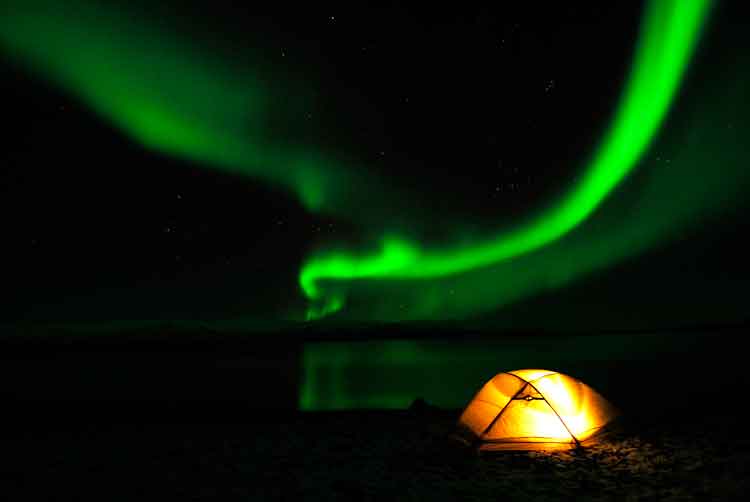 Aurora borealis in Swedish Lapland. Image by Michael Krabs / Getty Images.