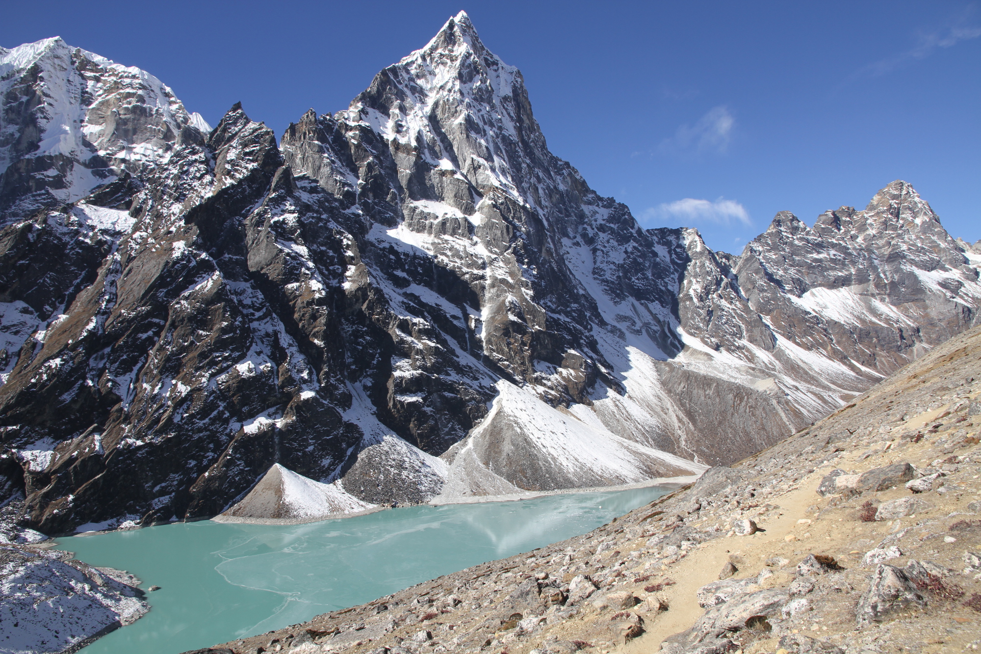 Placid waters of Chola Tsho. Image by Bradley Mayhew / Lonely Planet