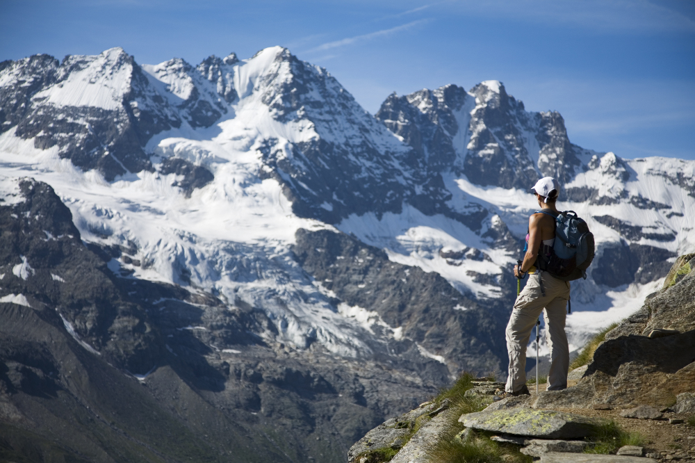 Spectacular views of the Gran Paradiso Alps from the Sella-Herbetet traverse