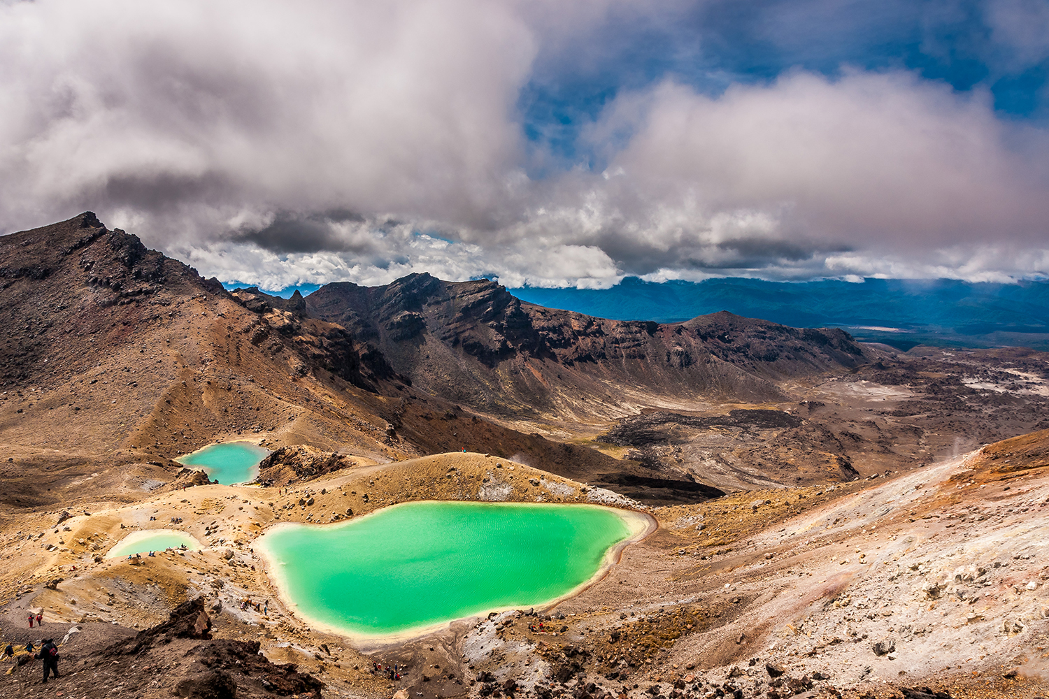 The Emerald Lakes, seen here from the Red Crater, are one of the most dazzling sights on New Zealand's Tongariro Alpine Crossing. Image by mhx / CC BY-SA 2.0