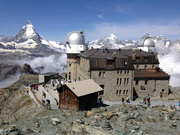 Switzerland’s highest hotel, Kulmhotel Gornergrat, at the top of the Gornergratbahn at 3100m.