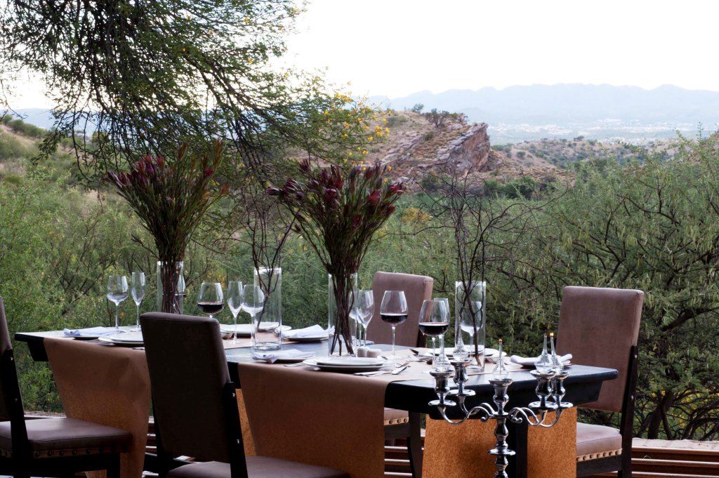 Sun down table in Windhoek mountains