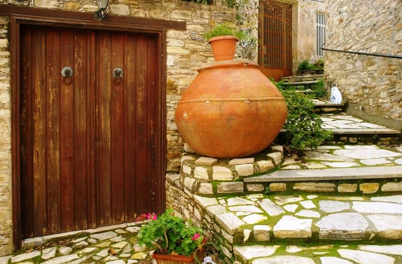 A traditional Cypriot pot outside a Lefkara home