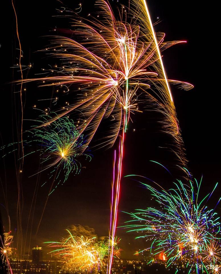 Fireworks over Reykjavik on New Year's Eve 2013. Icelanders just go crazy with this stuff..