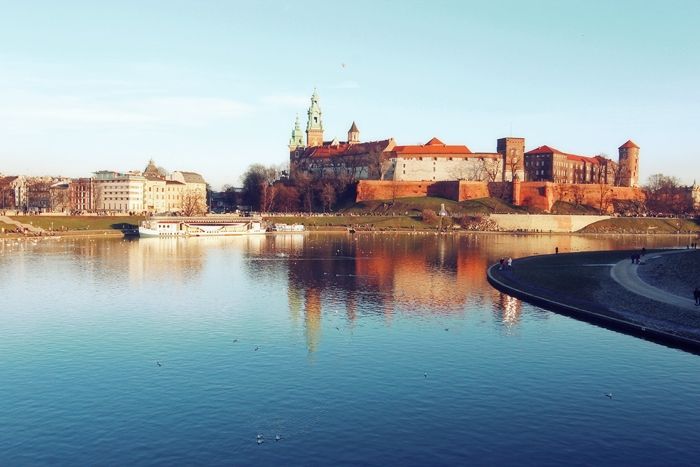 Wawel Castle view from Debnicki Bridge.