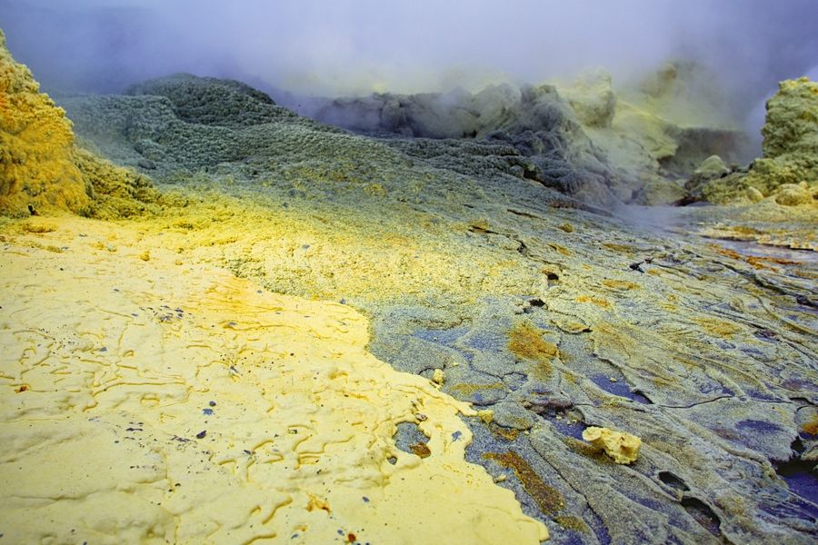 Whakaari's yellow sulphur crystals. Photo: White Island Tours