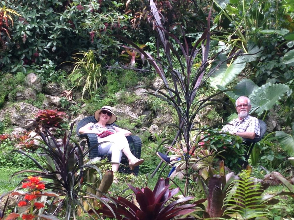 Hunte's Gardens: Steve and Margaret contemplating another hard day's sightseeing