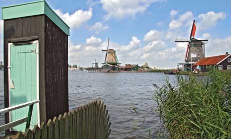 A traditional toilet overhanging the River Zaan, Zaandam, Holland (Terry Langhorn)