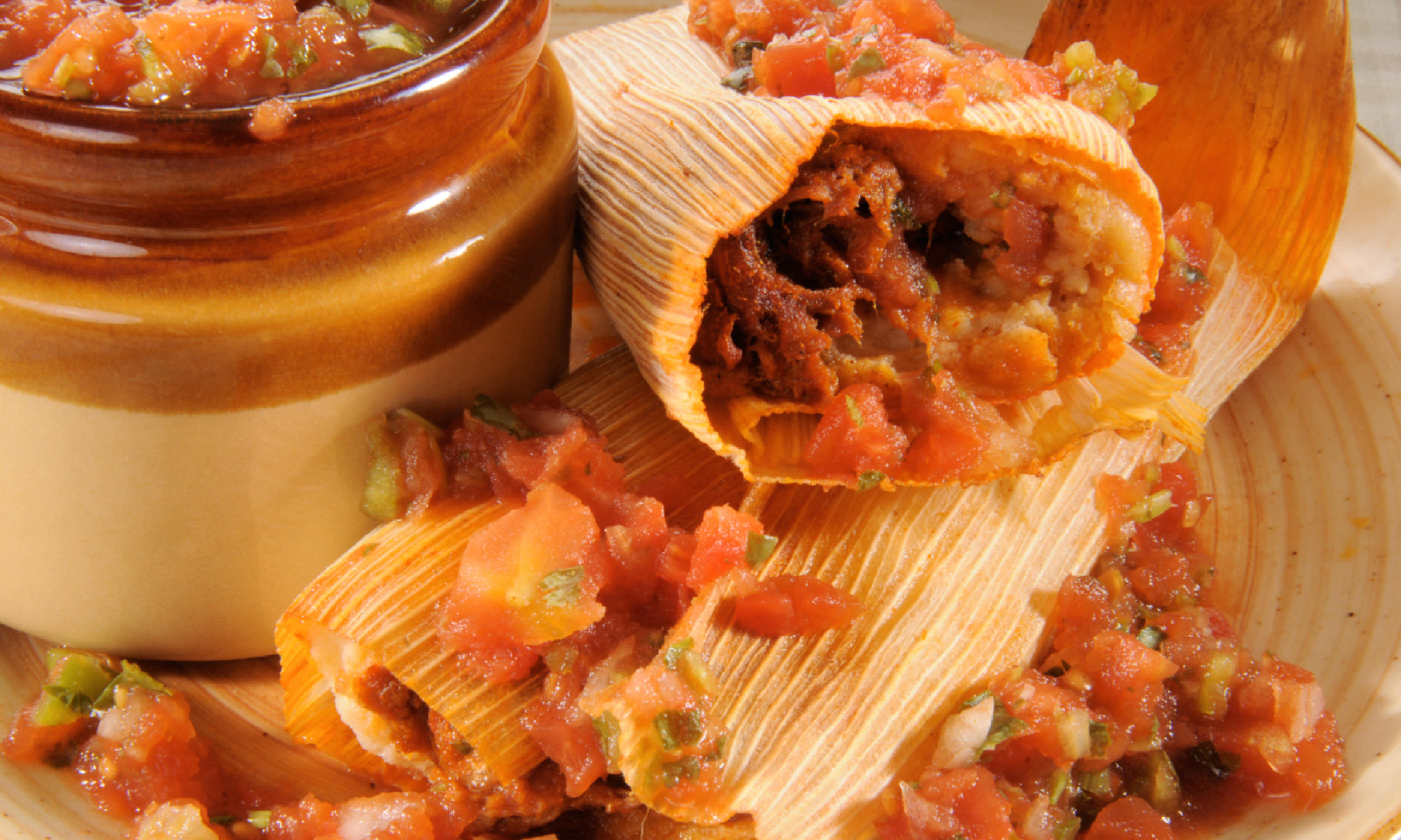 Beef tamales and salsa (Shutterstock)