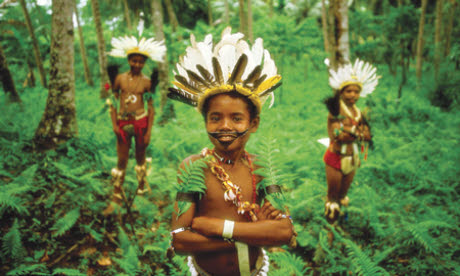 Young Trobriand Island boys from Kiriwina Island in traditional bilas (Kirklandphotos.com)
