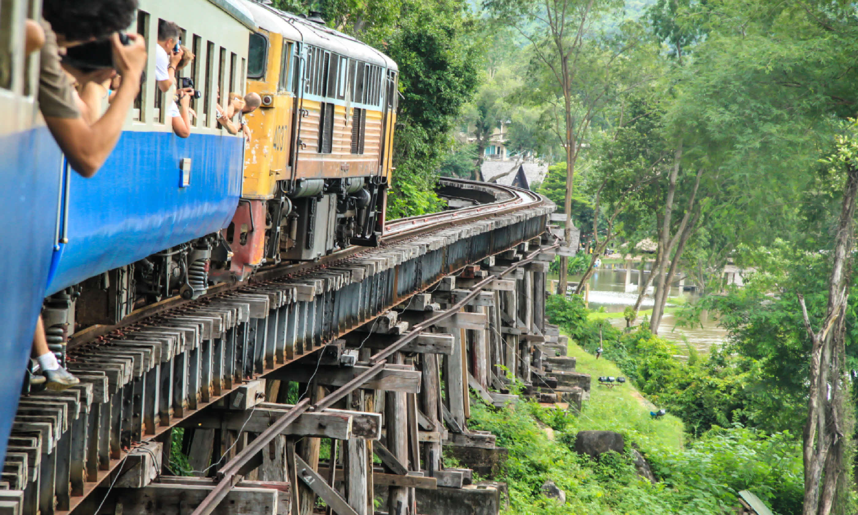 Thai Train on River Kwai Bridge of Kanchanaburi (Shutterstock)