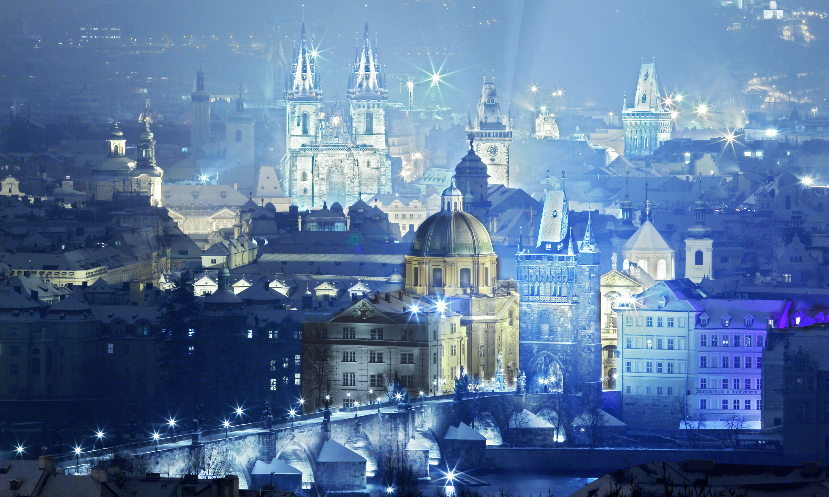 Overview of Prague at night (Shutterstock: see credit below)