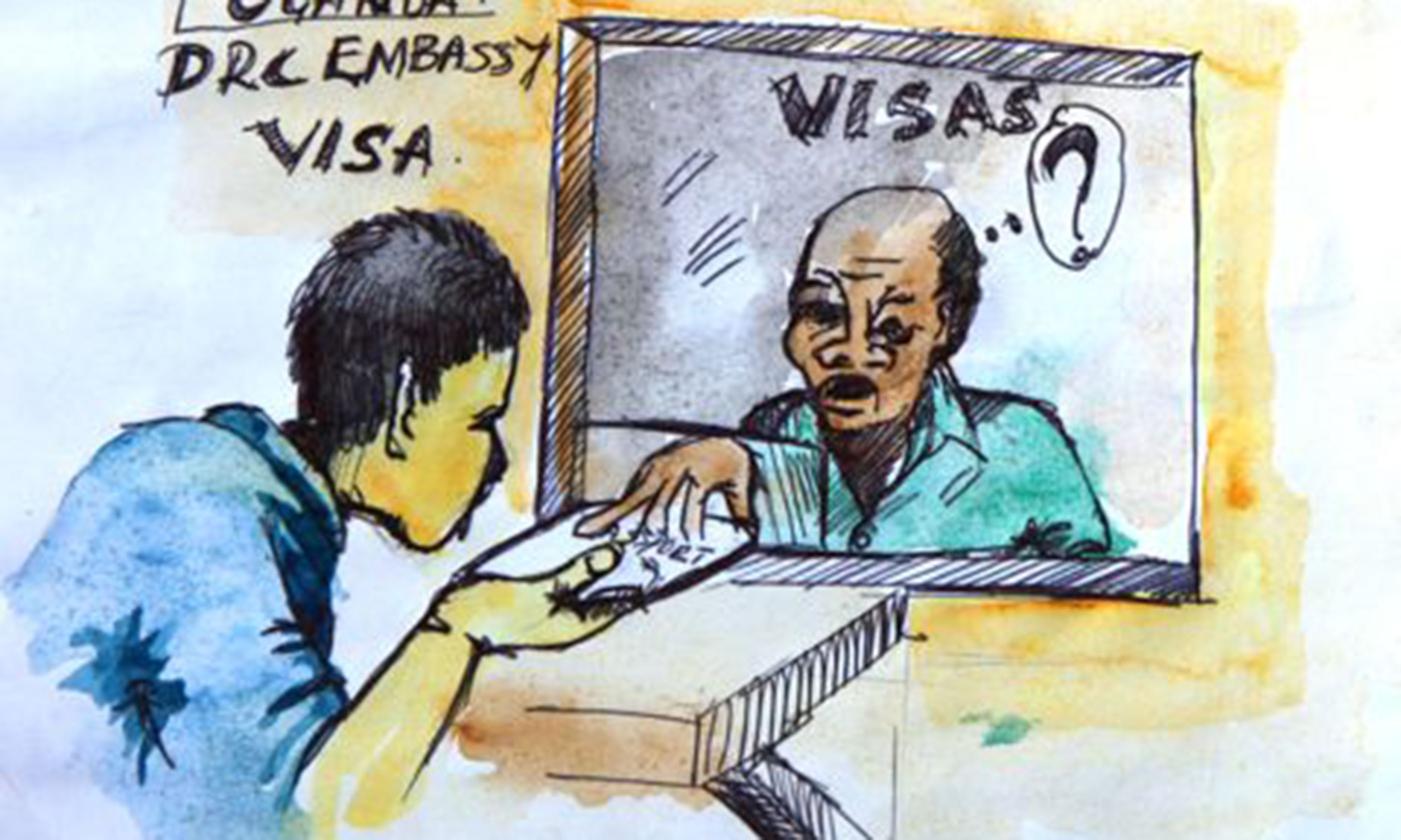 The travails of getting a DRC visa (Illustration by Comfort Abemigisha. See main credit below)