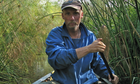 Phil Harwood in his canoe