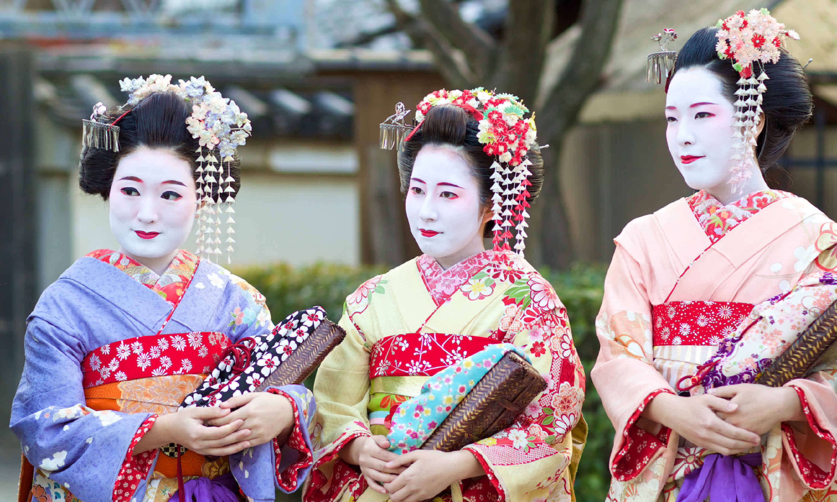 Young Japanese women called Maiko wear traditional dress (Shutterstock: see credit below)