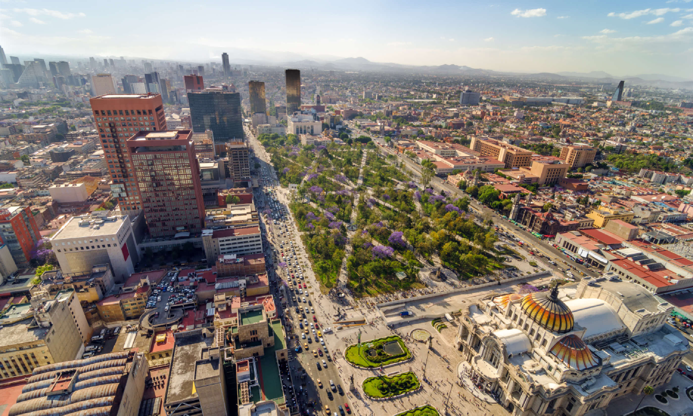 An aerial view of Mexico City and the Palace of Fine Arts (Shutterstock: see credit below)