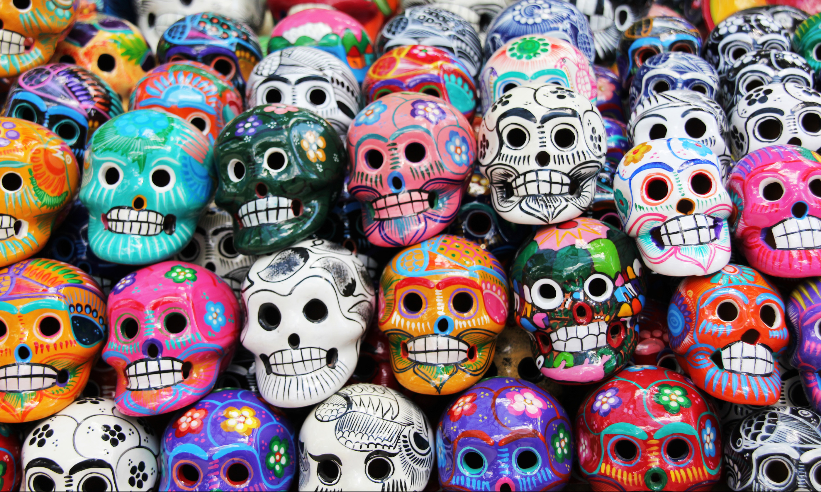 Colourful skulls on the Day of the Dead (Shutterstock: see credit below)