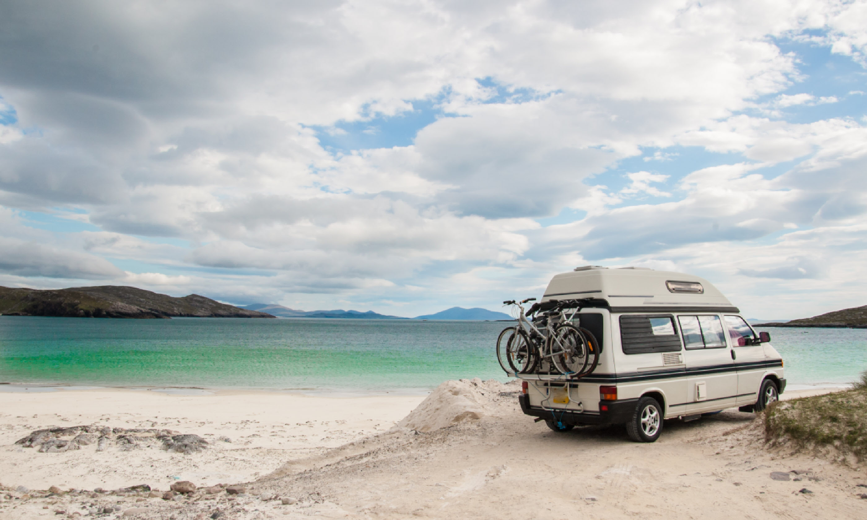 Camper van and bikes, Outer Hebrides (Shutterstock)