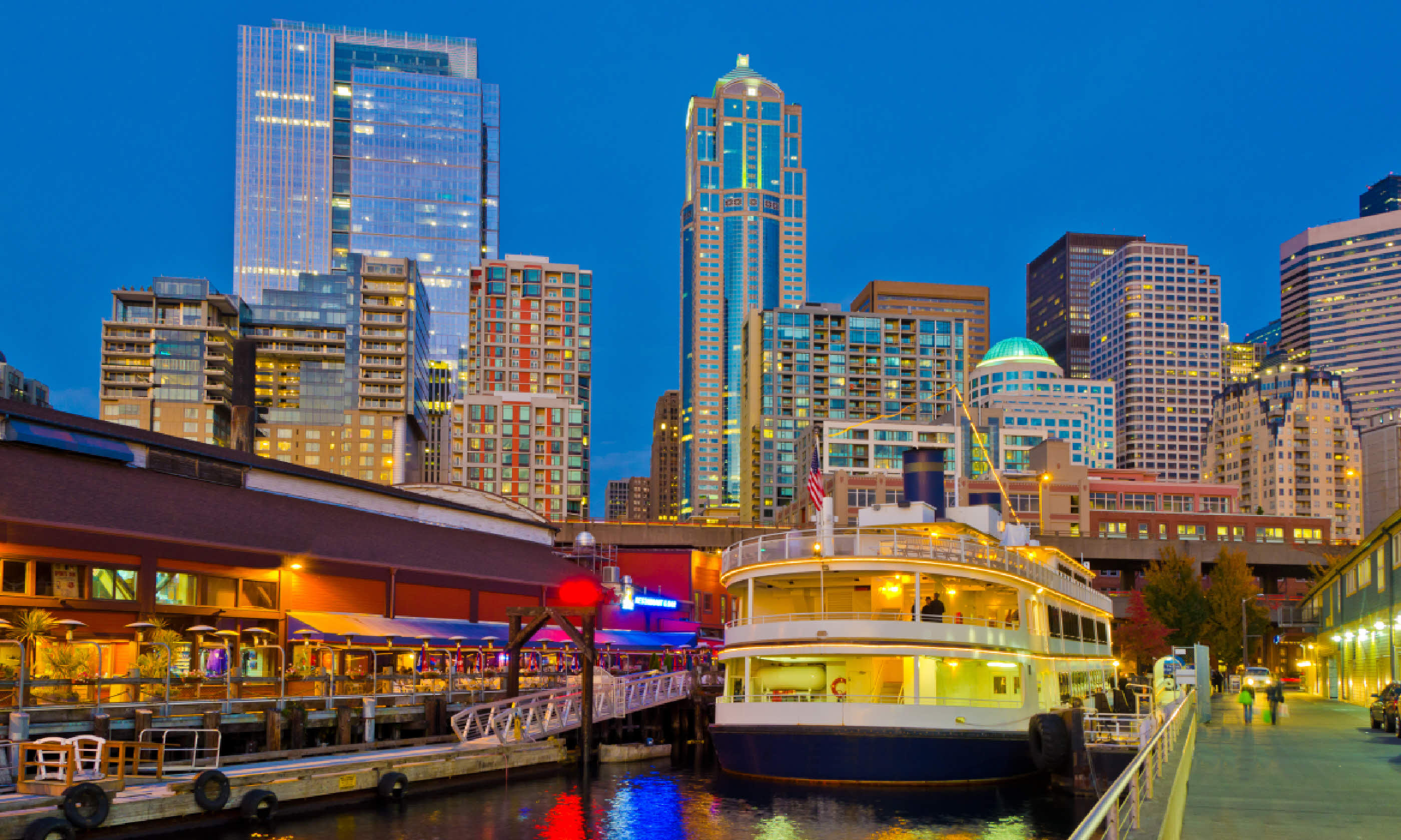 Night view of cruise pier at Seattle (Shutterstock)