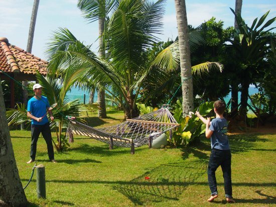 Badminton in the gardens at Max Wadiya