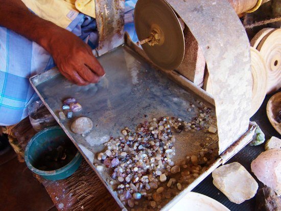 Gemstone working within the walls of Galle Fort Sri Lanka.