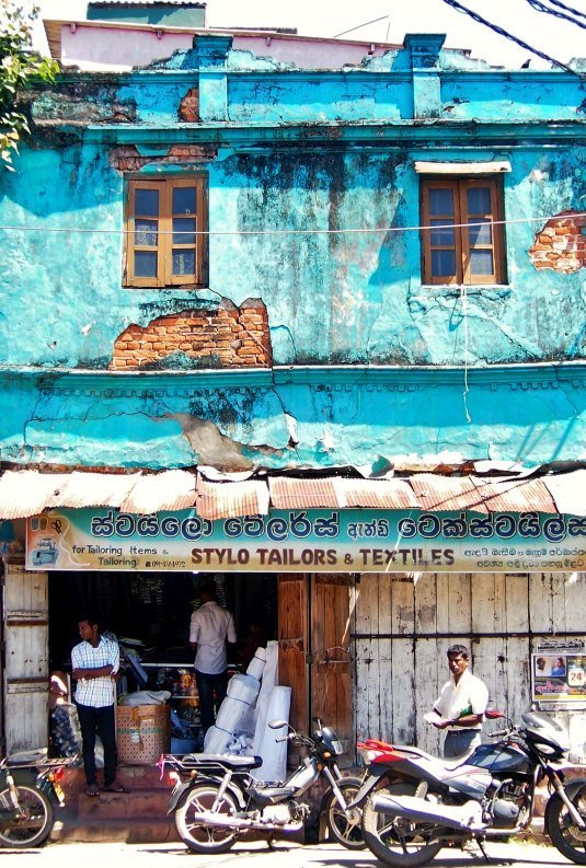 Blue building near Galle Fort and Fish Market. This blue catches the eye of many photographers.