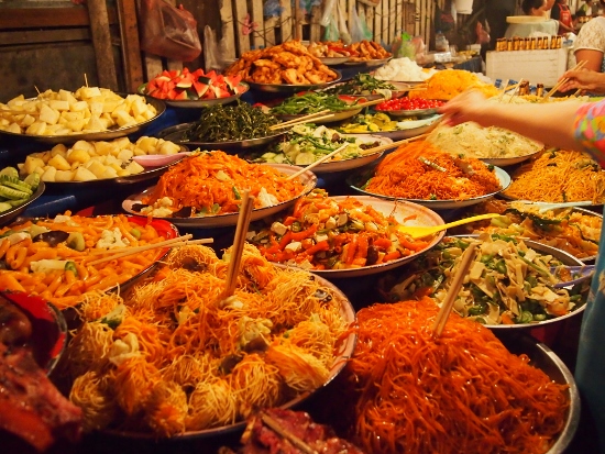 Night Market buffet Luang Prabang Laos.