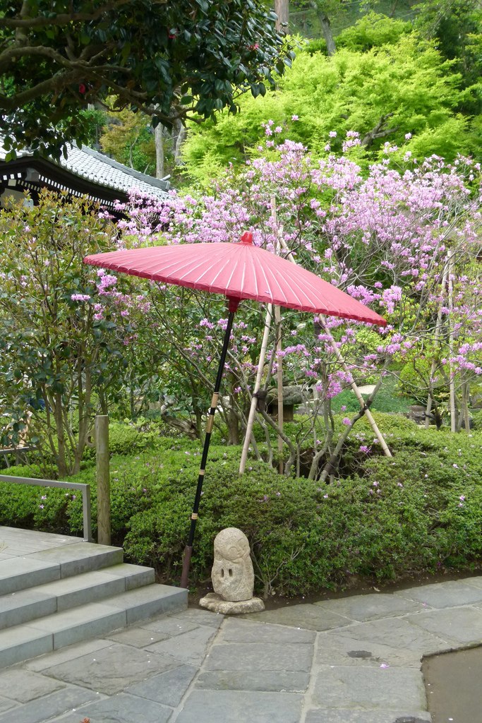 Red Umbrella in Hase-dera Garden