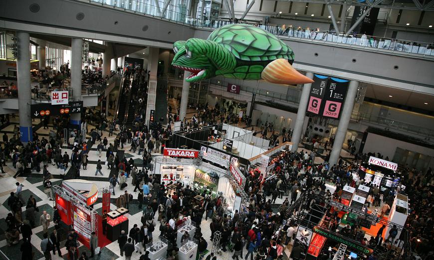 Depicts the crowded Atrium of the Tokyo Big Si...