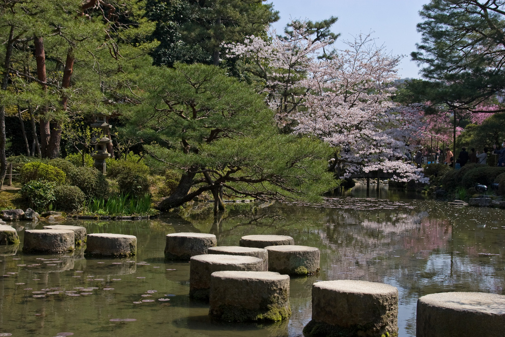 Stepping stones at the gardens of Heian Jingu