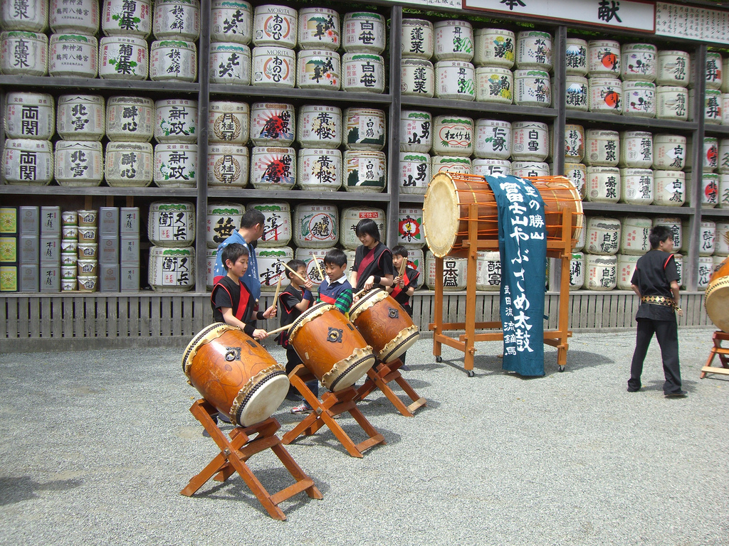 Taiko Drums at the wall of sake