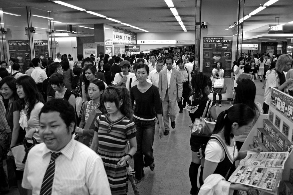 Tokyo train station rush hour