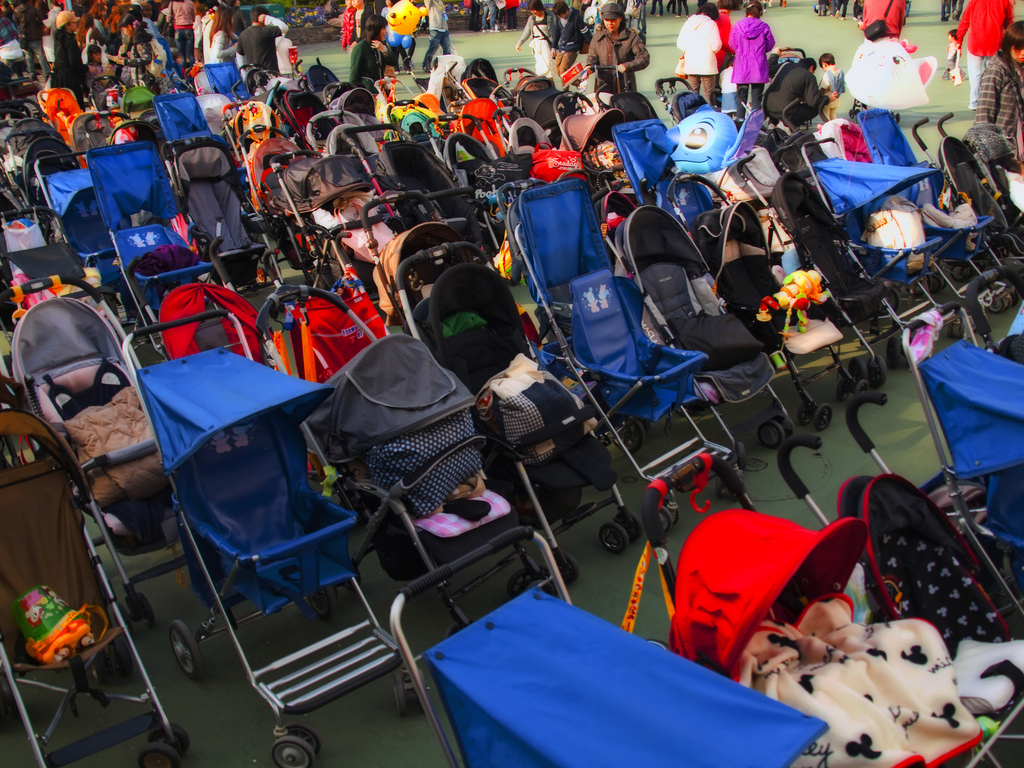 Stroller parking at Tokyo Disneyland