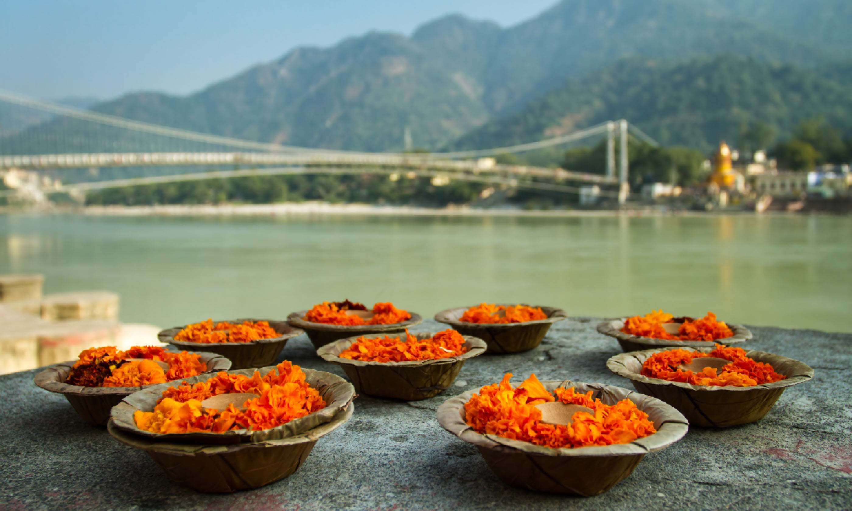 Puja flowers offering for the Ganges river in Rishikesh (Shutterstock)
