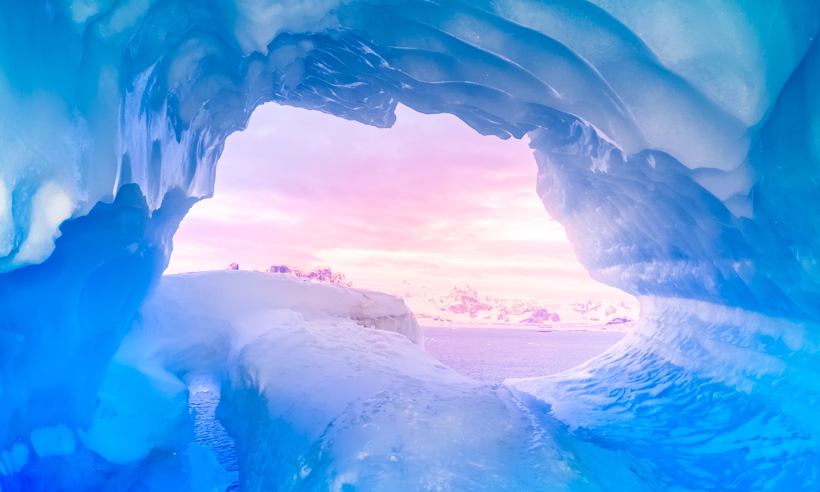 Ice cave at sunset (Shutterstock.com)