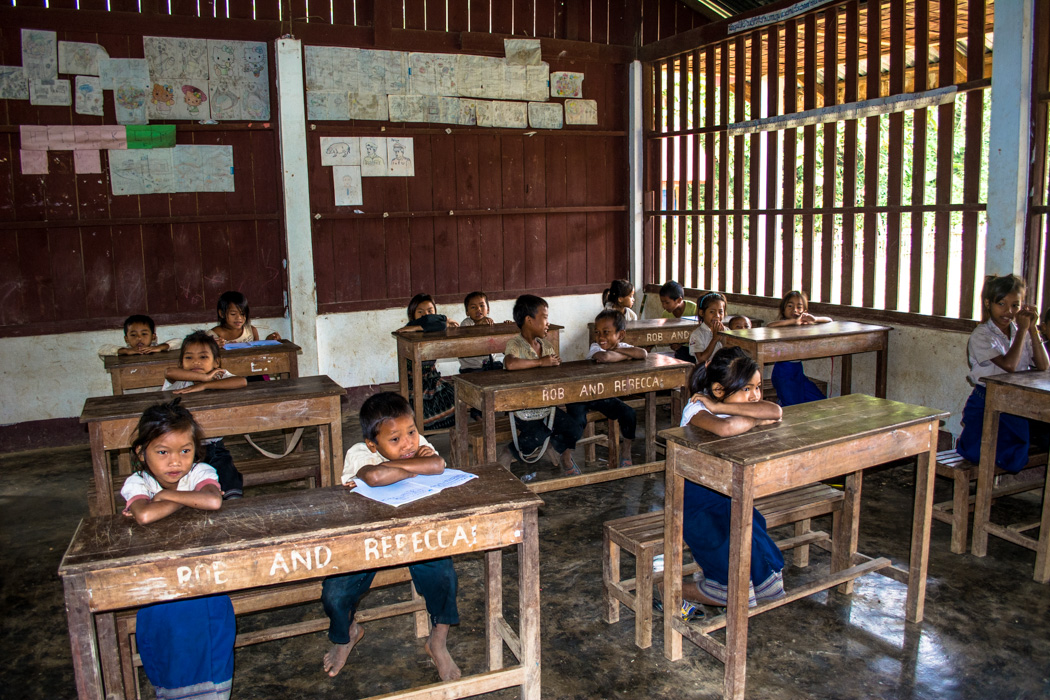 Kids at village homestay with Tiger Trail Luang Prabang Laos