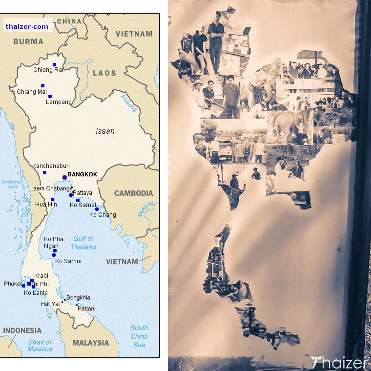 map of Thailand showing elephant outline