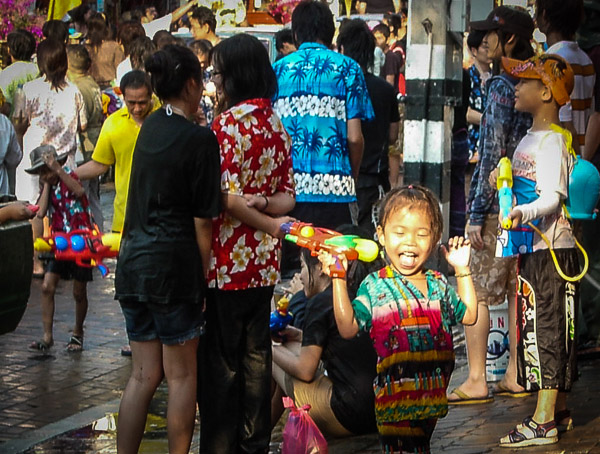 Enjoying the sanuk at the Songkran New Year Water Festival