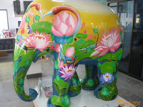 Elephant in bloom at the Elephant Parade House, Chiang Mai
