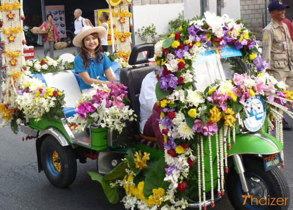 Blooming tuk-tuk at the Chiang Mai Flower Festival